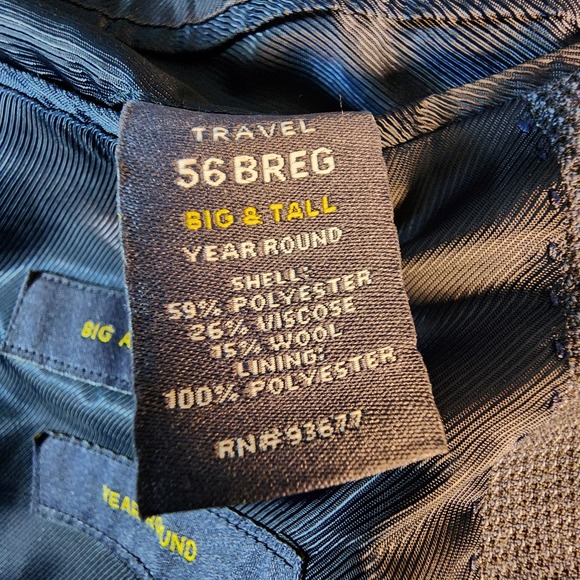 Stafford Big and Tall Travel Blue Wool Blend Blazer Mens 56BR Sports Coat Preppy - Picture 9 of 16